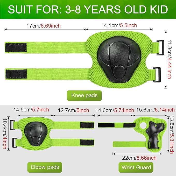 Wemfg Kids Protective Gear Set Knee Pads for Kids 3-14 Years Toddler Knee and Elbow Pads with Wrist Guards 3 in 1 for Skating Cycling Bike Rollerblading Scooter
