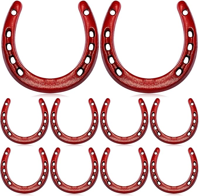Shimeyao 20 Pcs Horseshoe Bulk Cast Iron 4.5 x 4.3 Inch Horseshoes for Adults Wall Hung Good Luck Handmade Decorations Horse Theme Party Wedding Birthday Supplies (Red)