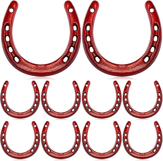 Shimeyao 20 Pcs Horseshoe Bulk Cast Iron 4.5 x 4.3 Inch Horseshoes for Adults Wall Hung Good Luck Handmade Decorations Horse Theme Party Wedding Birthday Supplies (Red)