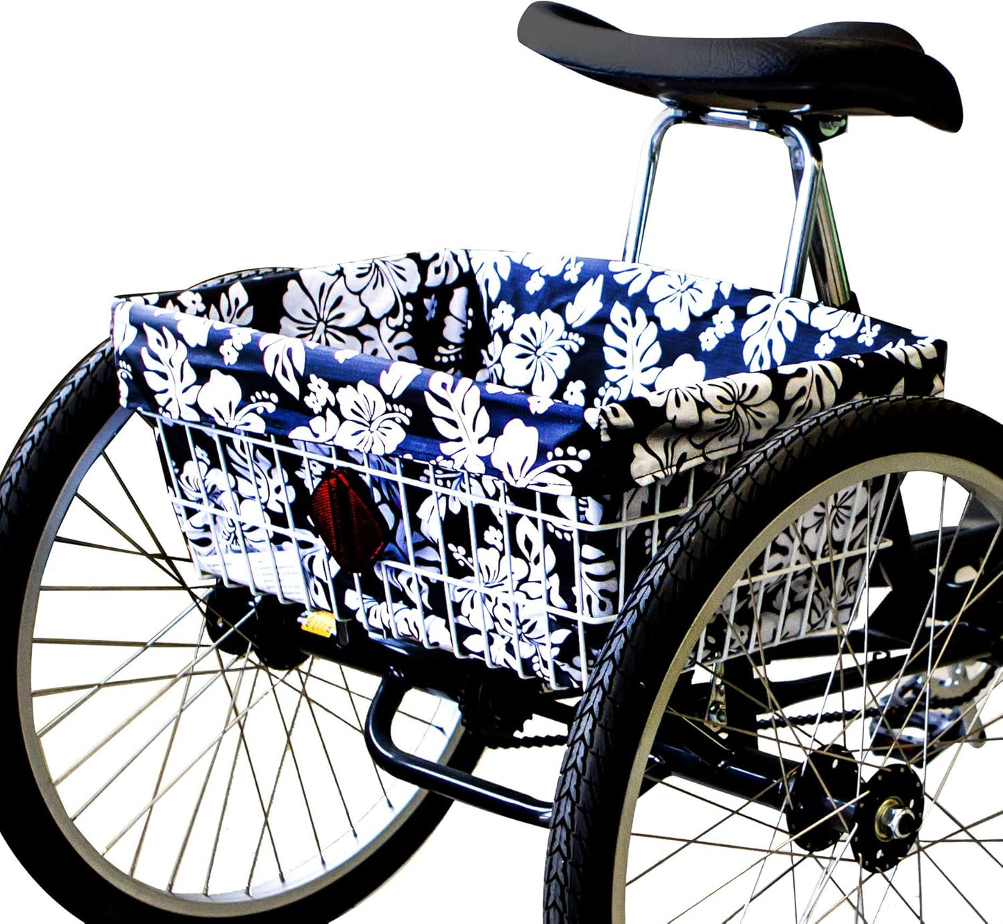 CRUISER CANDY Trike Basket Liner (Extra Large) Black Hibiscus