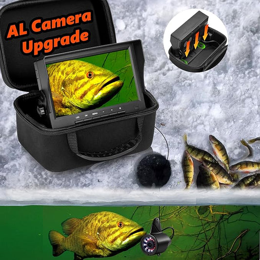 [FishPRO® 2026 アップグレード] 水中釣りカメラ - [ずれない] 7インチ アイスフィッシングカメラ 水中 1200TVL ブラケット付き、IRライト12個 + LEDライト12個、4,500mAh、ポータブル魚群探知機 アイスフィッシュギフト 男性向け、65フィート
