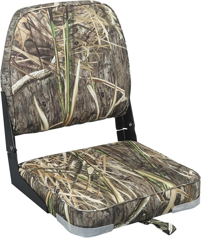 ERGOSEAT Folding Boat Seats Padded Camo Fishing Boat Chair with Backrest Marine Bass Jon Boat Seat