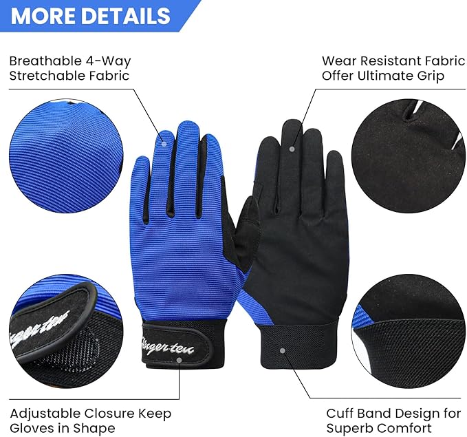FINGER TEN Horse Riding Gloves Equestrian Women Kids for Girls Boys Mesh Breathable Lightweight Color Pack, Comfortable Grip for Summer