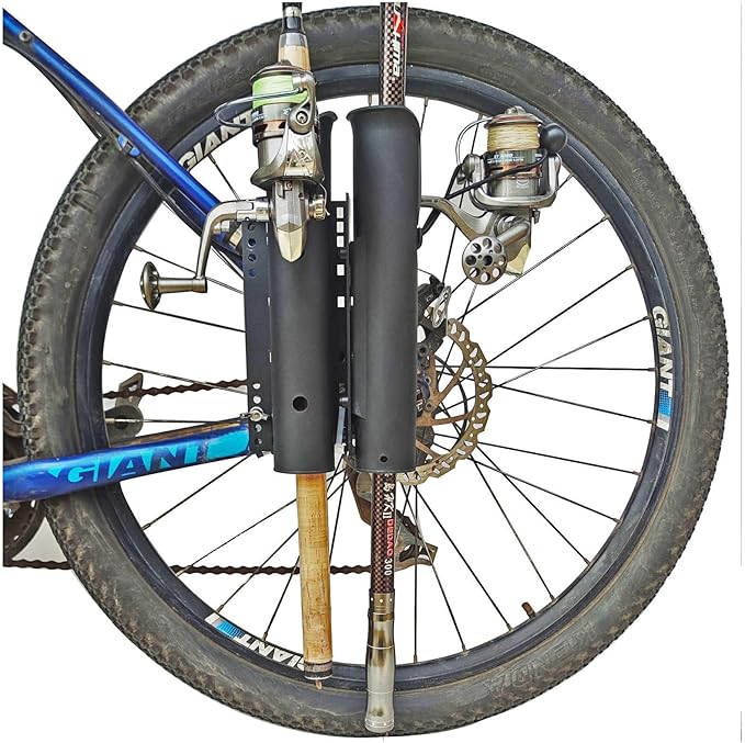 2-Tubes Fishing Rod Holder for Bike, Bike Fishing Pole Holder and Carrier,Rod Rack for Bicycle Fishing