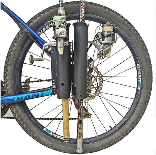 2-Tubes Fishing Rod Holder for Bike, Bike Fishing Pole Holder and Carrier,Rod Rack for Bicycle Fishing
