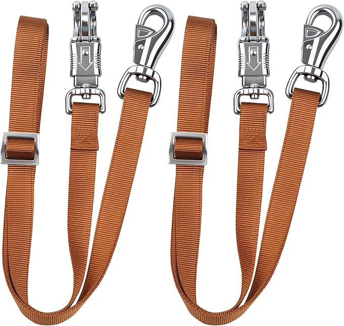 Cross Ties for Horse, Nylon Trailer Tie w/Quick-Release Panic Snap & Bull Snap Horse Trailer Accessories, Adjustable Length Range 42.5" to 73", Equestrian Supplies, Choco Brown