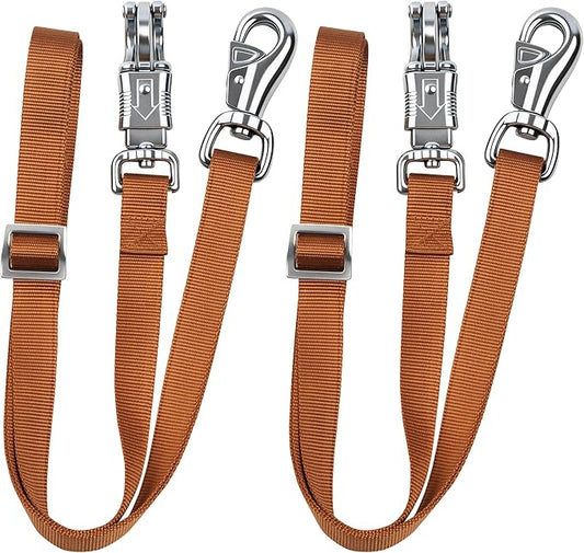 Cross Ties for Horse, Nylon Trailer Tie w/Quick-Release Panic Snap & Bull Snap Horse Trailer Accessories, Adjustable Length Range 42.5" to 73", Equestrian Supplies, Choco Brown