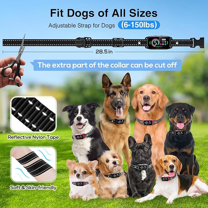 Bark Collar, 2 Pack Dog Bark Collar for Large Medium Small Dogs, Rechargeable Dog Bark Deterrent Devices, Smart Training Collar with Beep Vibration, Anti Barking Device for Dogs (Fuchsia)