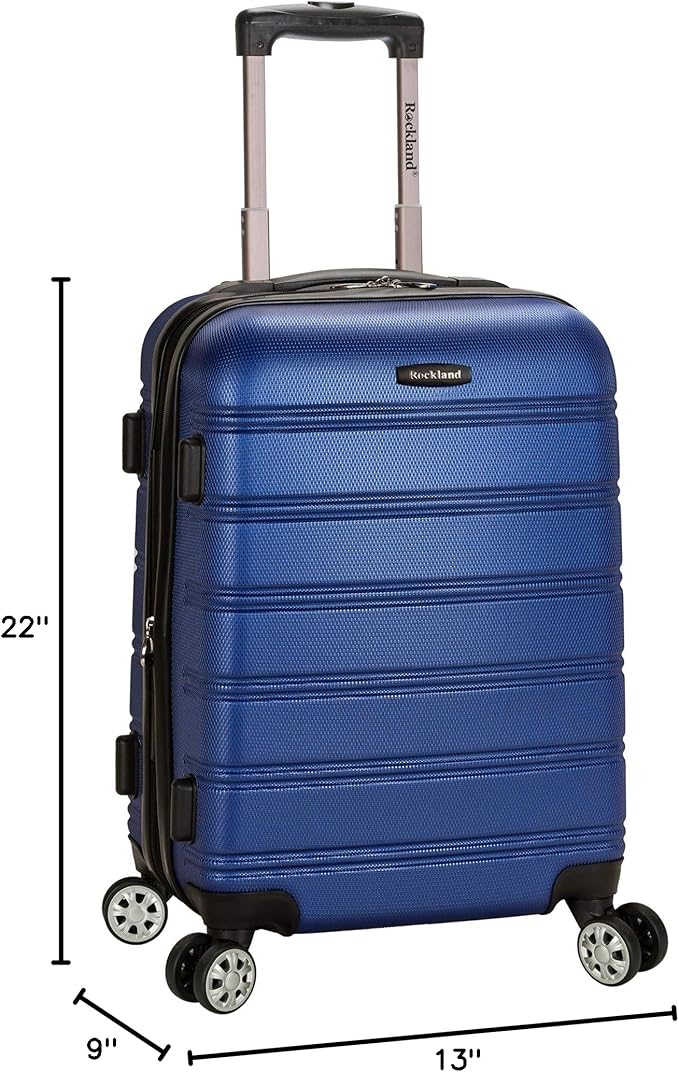 Rockland Melbourne Hardside Expandable Spinner Wheel Luggage, Blue, 2 Piece (20"/28")