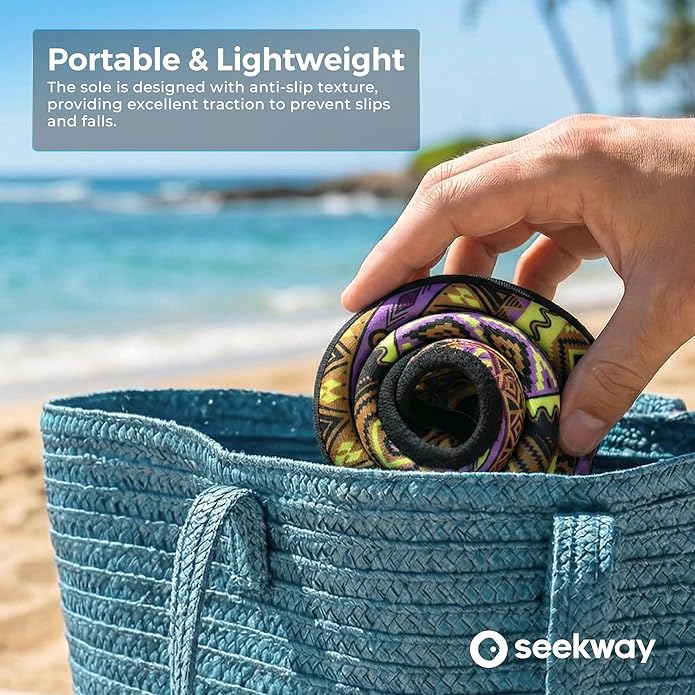SEEKWAY マリンシューズ ウォーターシューズ レディース メンズ 大人 速乾 アクアソックス ベアフット 滑り止め ビーチ水泳 川 プール 湖 サーフィン用 ブラック SK002(U)