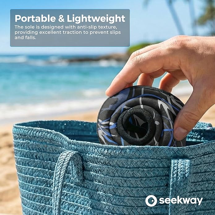 SEEKWAY マリンシューズ ウォーターシューズ レディース メンズ 大人 速乾 アクアソックス ベアフット 滑り止め ビーチ水泳 川 プール 湖 サーフィン用 ブラック SK002(U)