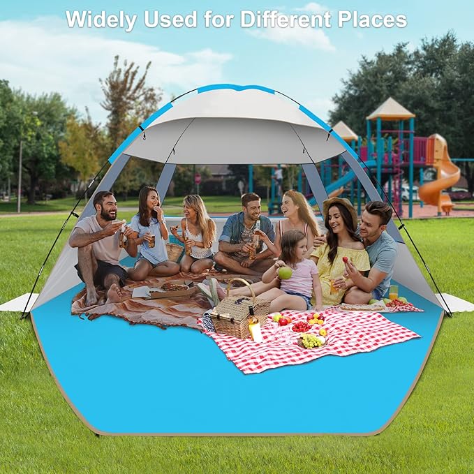 Gorich Beach Tent Sun Shelter for 3/4/6/8/10 Person with UPF 50＋ UV Protection, Lightweight & Easy Setup Beach Shade Canopy, Portable Beach Shade Tent Beach Cabana