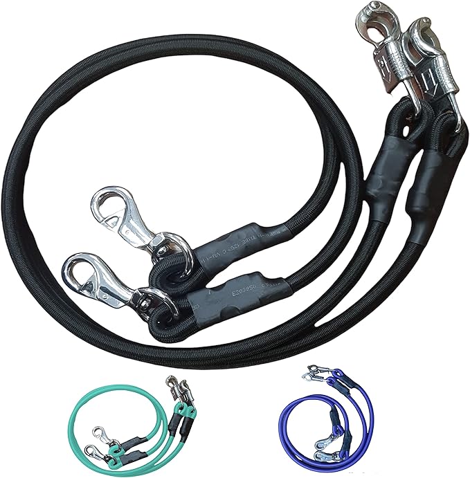 Majestic Ally Pack of 2, Bungee Trailer Tie for Horse Haulage with Panic Snap and Bull Snap - 36 Inch (Black)