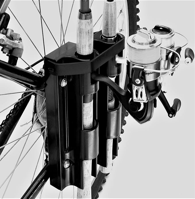 自転車用釣り竿ホルダー、自転車への取り付けが非常に簡単、2本の竿を固定して自転車釣りに