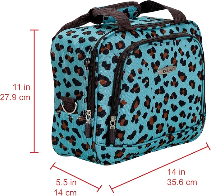 Rockland Fashion ソフトサイド アップライト荷物セット 拡張可能 伸縮ハンドル 車輪付き ブルーレオパード 2ピース (14/19)