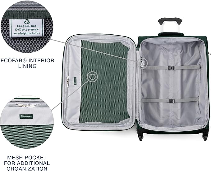 Travelpro Maxlite 5 ソフトサイド 拡張可能ラゲッジ 4輪スピナー付き 軽量スーツケース 男女兼用 フォレストグリーン チェックイン-M 25インチ