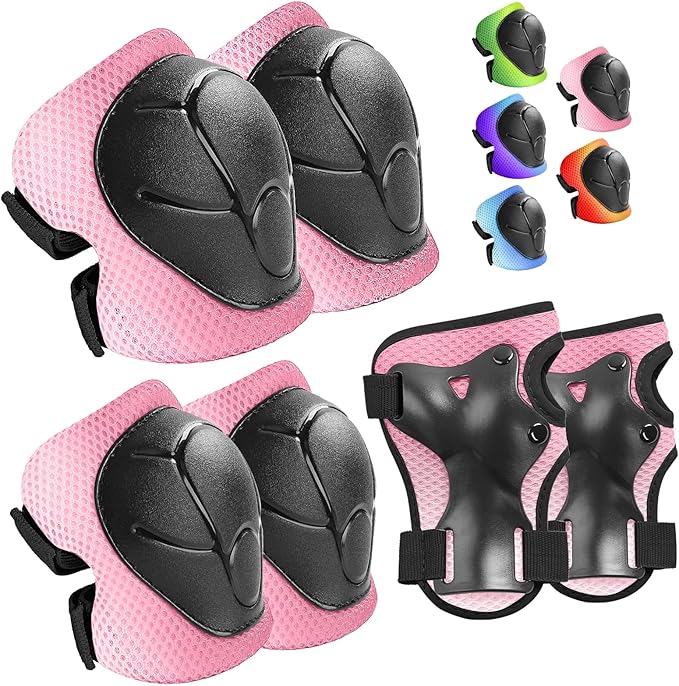 Wemfg Kids Protective Gear Set Knee Pads for Kids 3-14 Years Toddler Knee and Elbow Pads with Wrist Guards 3 in 1 for Skating Cycling Bike Rollerblading Scooter