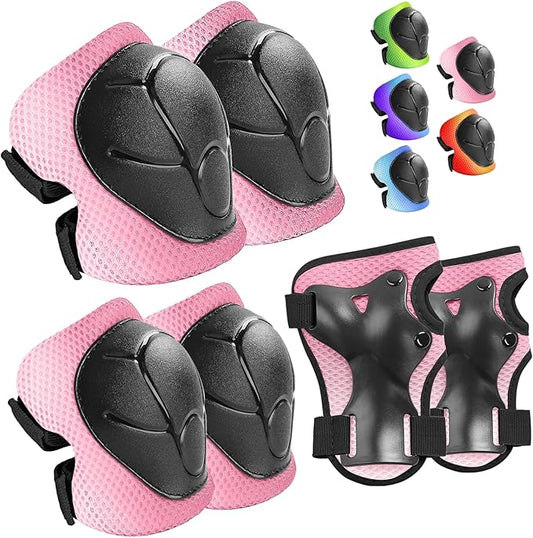 Wemfg Kids Protective Gear Set Knee Pads for Kids 3-14 Years Toddler Knee and Elbow Pads with Wrist Guards 3 in 1 for Skating Cycling Bike Rollerblading Scooter