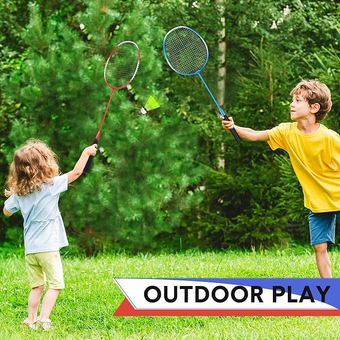12 Pack Badminton Rackets Set Including Badminton Racquets, Nylon Shuttlecocks and Carry Bag for Outdoor Backyard Games Beginners