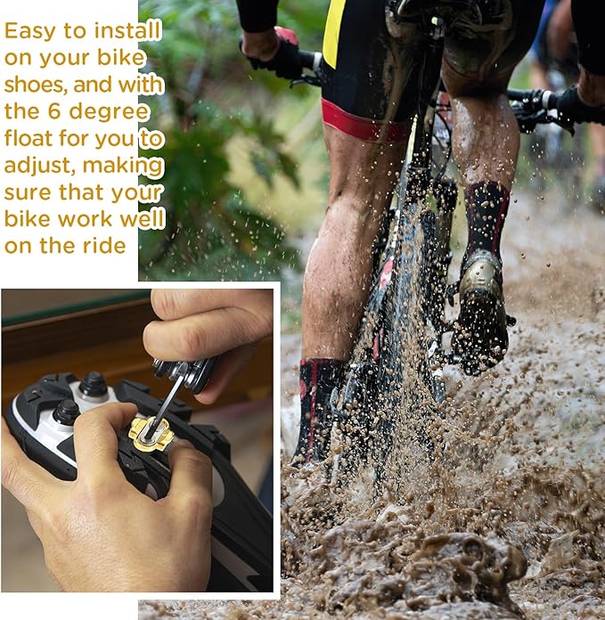Therwen 4 Pcs Bike Cleats Bicycle Cleats Cycling Cleats with 2 Hexagonal Wrenches for MTB Shoes Compatible with Eggbeater Candy Mallet Smarty Pedals