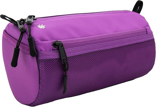 Lumiere & Co. Bike Handlebar Bag - Durable, Multiple Size and Color Options - Dual Elastic Straps, Clips & Hook-and-Loop for Customizable Fit (Purple, Large)