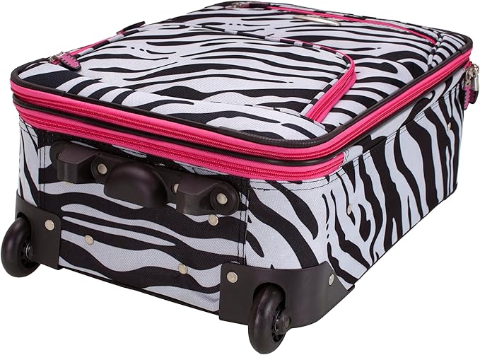 Rockland Fashion Softside Upright Luggage Set, Pink Zebra, 2-Piece (14/19)