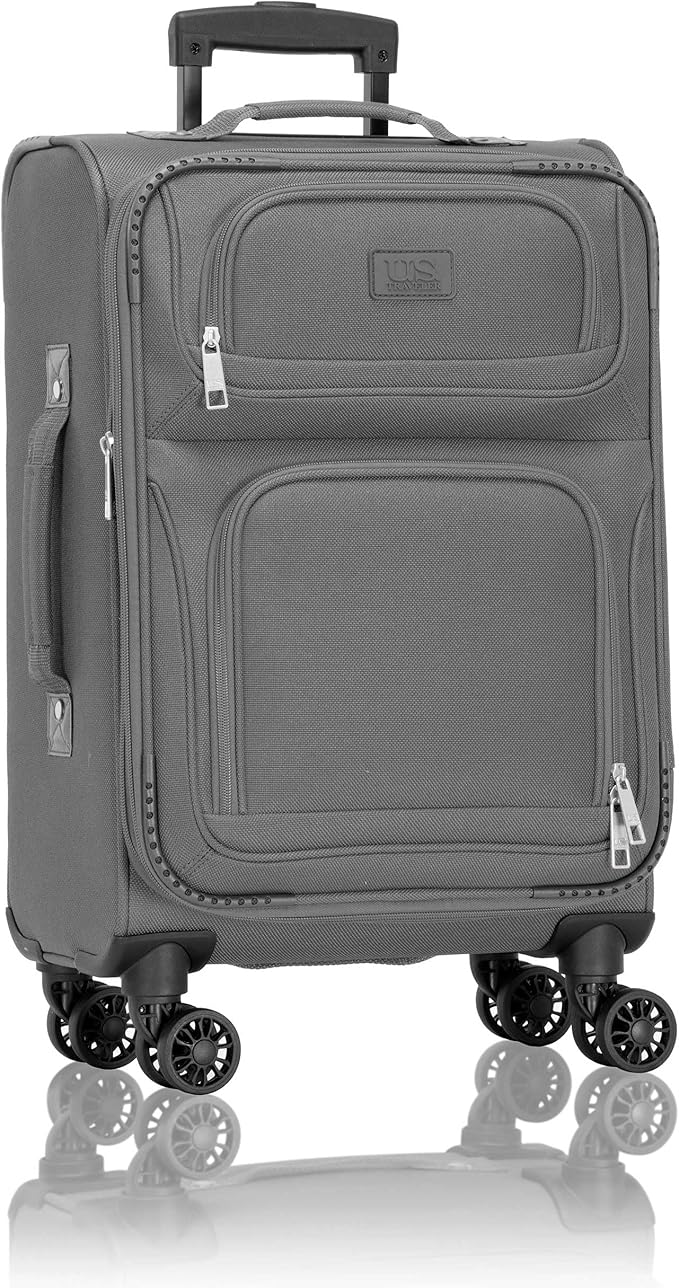 U.S. Traveler リオ 軽量ソフトサイド ローリングキャリーオン スーツケース 4輪シングル ライトグレー