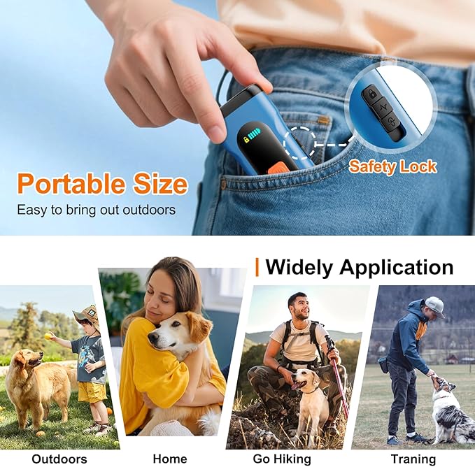 SEDULAN Dog Bark Deterrent Devices Anti Barking Device for Dogs Ultrasonic Bark Stopper Portable Dog Training Tool Indoor Outdoor Up to 50ft Correct Bad Behavior of Own or Neighbor's Dog (Blue)