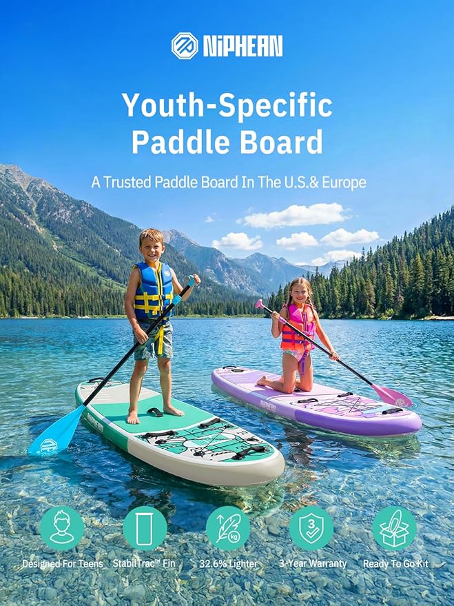 Niphean Inflatable Stand Up Paddle Board with SUP Accessories, Anti-Slip EVA Deck, 10’6’’ Inflatable Paddle Boards for Adults & Youth of All Skill Levels