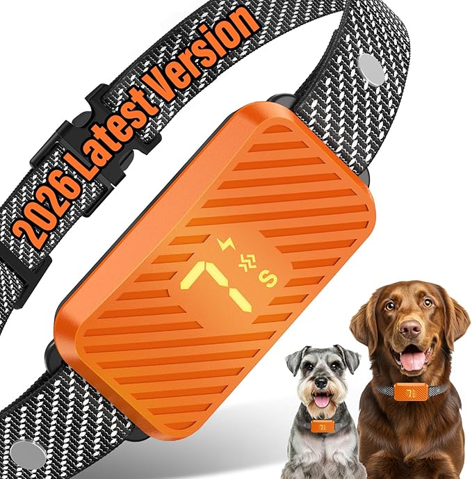 Dog Bark Collar for Large Medium Small Dogs, Effective No-Bark Collar, Smart Barking Collar, Rechargeable Bark Collar with 7 Sensitivity, 3 Modes, Waterproof,Neon Orange