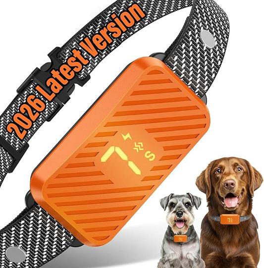 Dog Bark Collar for Large Medium Small Dogs, Effective No-Bark Collar, Smart Barking Collar, Rechargeable Bark Collar with 7 Sensitivity, 3 Modes, Waterproof,Neon Orange