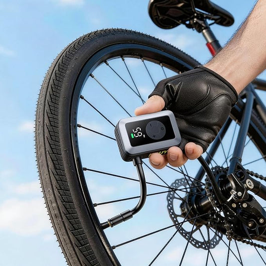 Mini Bike Tire Pump, 120PSI Portable Electric Bicycle Air Pump with Digital Gauge & Auto-Stop, 20s Faster Inflation for Road Bike, Mountain Bike, E-Bike – Presta/Schrader Valve Compatible
