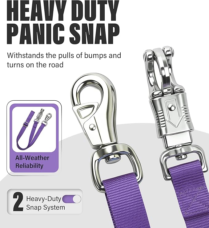 Cross Ties for Horse, Nylon Trailer Tie w/Quick-Release Panic Snap & Bull Snap Horse Trailer Accessories, Adjustable Length Range 42.5" to 73", Equestrian Supplies, Regal Purple