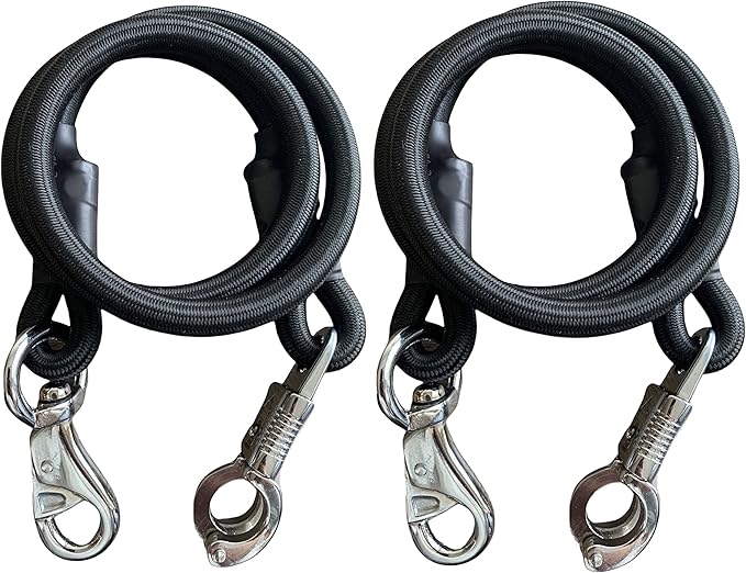 Majestic Ally Pack of 2, Bungee Trailer Tie for Horse Haulage with Panic Snap and Bull Snap - 36 Inch (Black)