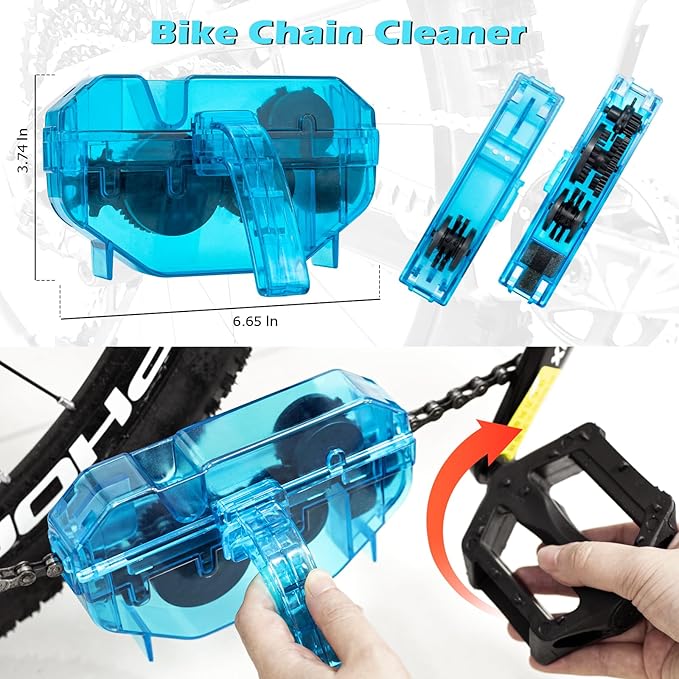 focopot Bike Chain Cleaner Kit with Bicycle Cleaner(25 oz),Degreaser(10 oz),Oil Lubricant(2 oz),Cleaning Brush Tool,Bike Chain Cleaning kit to Clean and Lube Mountain/Road/MT/E Bike