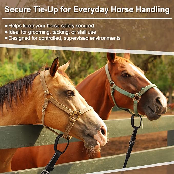 Shinylin 4 Pcs Protective Horse Blocker Tie Multi-Purpose Horse Clip Portable Versatile and Reusable Tie with Quick Release Under Heavy Pressure Design for When Secure is a Concern(Black)