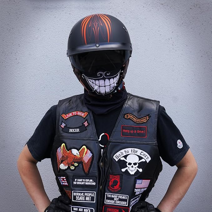 VCOROS Half Helmet Motorcycle DOT Approved Open Face Helmet F07 with Sun Visor and Quick Release Buckle for Adults Men and Women (Angel,XXL)