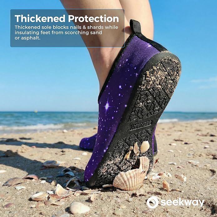 SEEKWAY Water Shoes Women Men Adult Quick-Dry Aqua Socks Barefoot Non Slip for Beach Swim River Pool Lake surf Black SK002(U)
