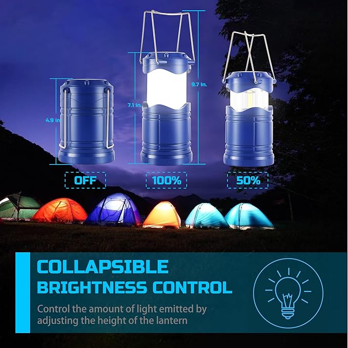 Lichamp LEDキャンプランタン 4個セット 電池式懐中電灯 停電対策 ポータブル折りたたみ式吊り下げライト 家庭、アウトドア、緊急用ランプサバイバルキットギア ハリケーン用 ブルー