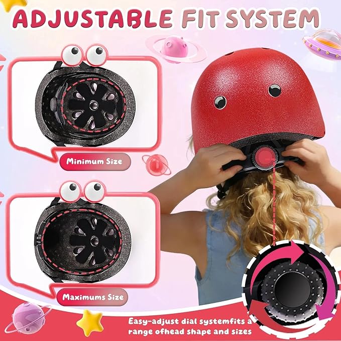 Kids Bike Helmet Set for Boys Girls Toddler Bicycle Helmet Adjustable Skateboard Helmet Protective Gear Set Knee Elbow Wrist Pads for Children Cycling, Scooter, Outdoor Sports