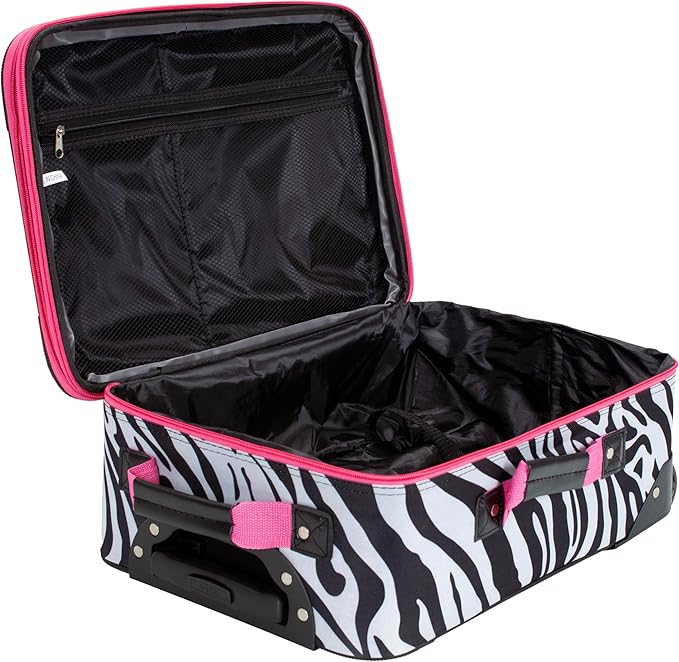 Rockland Fashion Softside Upright Luggage Set, Pink Zebra, 2-Piece (14/19)