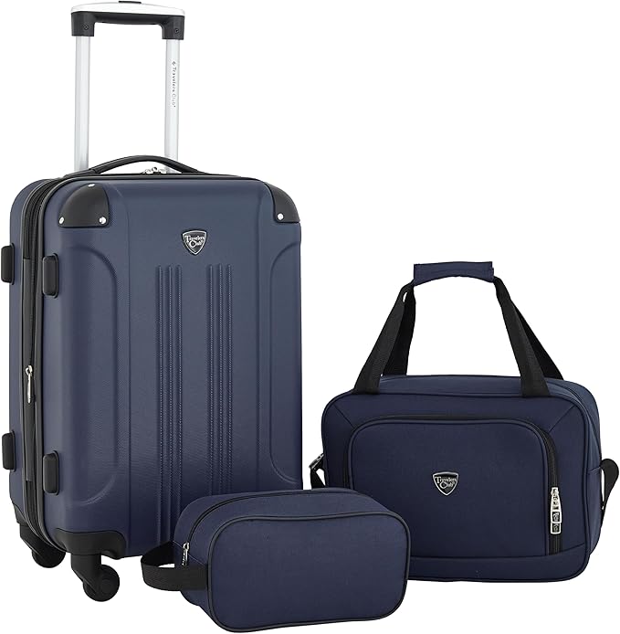 Travelers Club Chicago ハードサイド 拡張可能 スピナーラゲッジ、ネイビーブルー、3点セット