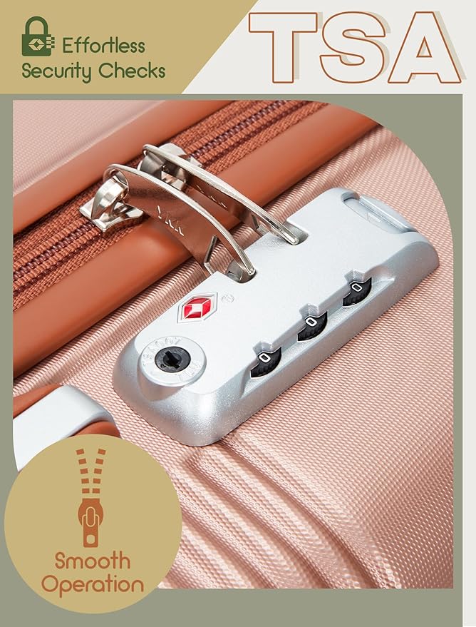 5点セットスーツケース 車輪付き、ハードシェル、TSAロック付きABS機内持ち込み可能、旅行用スーツケース