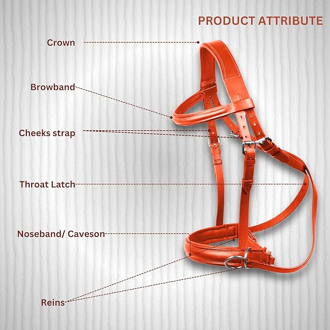 Hulara Genuine English Leather Crossover | Crossunder Bitless Horse Bridle Headstall with Reins