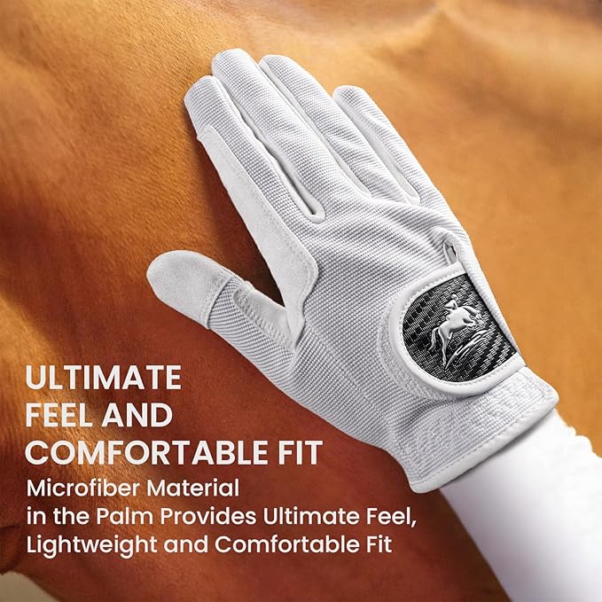 FINGER TEN Horse Riding Gloves Equestrian Women Kids for Girls Boys Mesh Breathable Lightweight Color Pack, Comfortable Grip for Summer