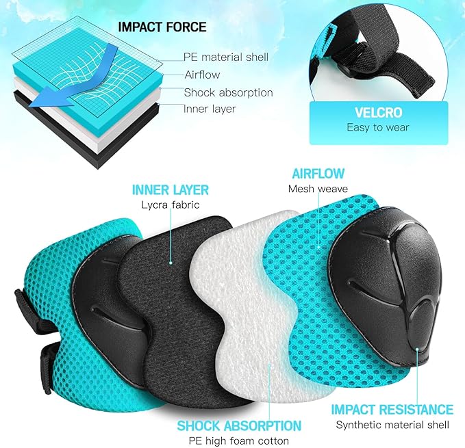 Wemfg Kids Protective Gear Set Knee Pads for Kids 3-14 Years Toddler Knee and Elbow Pads with Wrist Guards 3 in 1 for Skating Cycling Bike Rollerblading Scooter