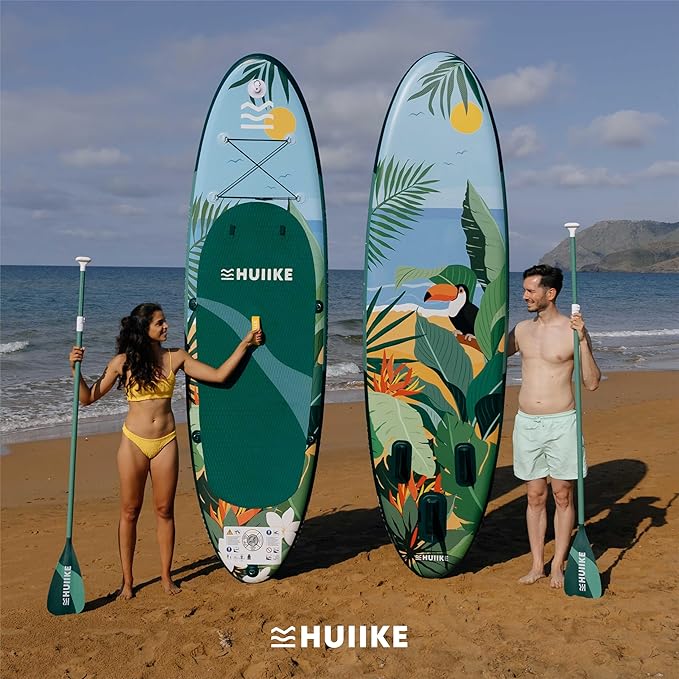 HUIIKE Inflatable Paddle Board for Adults with Accessories Included, Oar, Fins, Pump. Stand Up Paddleboard Great Stability and Resistance. 10’ x 33" x 5.9", Maximum Load 286 lb