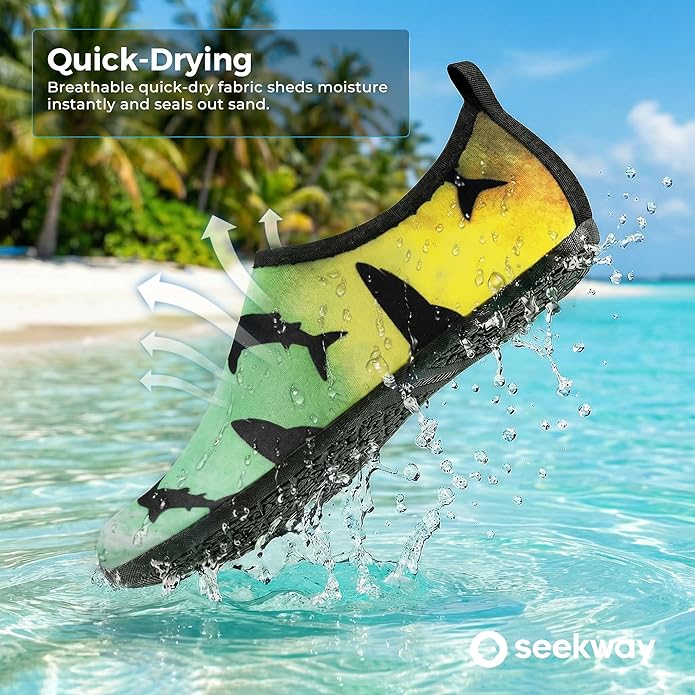 SEEKWAY Water Shoes Women Men Adult Quick-Dry Aqua Socks Barefoot Non Slip for Beach Swim River Pool Lake surf Black SK002(U)