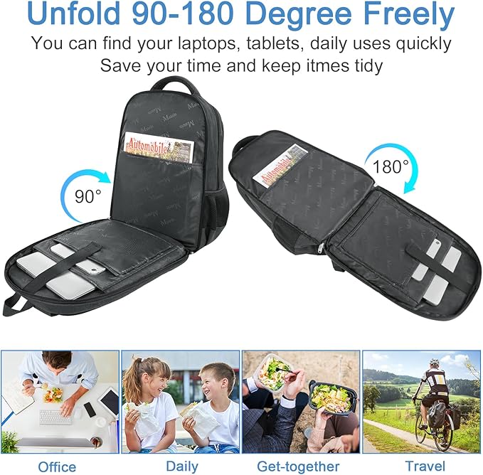 MATEIN Lunch Backpack for Men Work, Sturdy 17 Inch Laptop Backpack with Lunch Compartment, Water Resistant Work Bag with Padded Straps, Anti Theft Computer Back Pack for Office Commute College