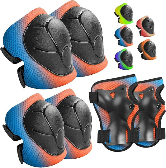 Wemfg Kids Protective Gear Set Knee Pads for Kids 3-14 Years Toddler Knee and Elbow Pads with Wrist Guards 3 in 1 for Skating Cycling Bike Rollerblading Scooter